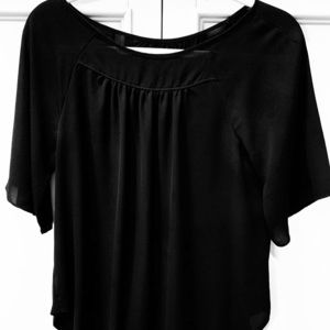 Ann Taylor Loft Black Smock Style Top size SM
